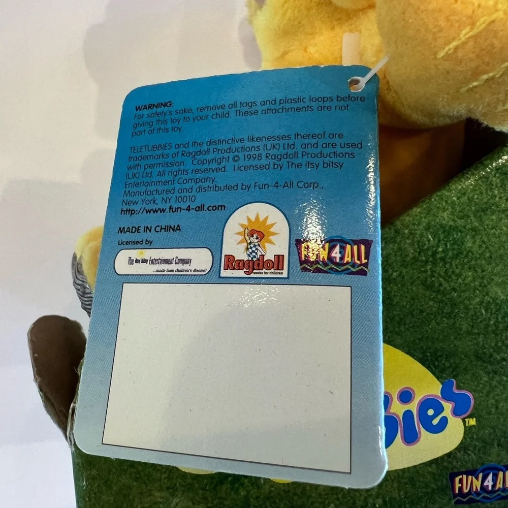 Laa-Laa Yellow Teletubbies Vintage Clip on in original packaging & tags